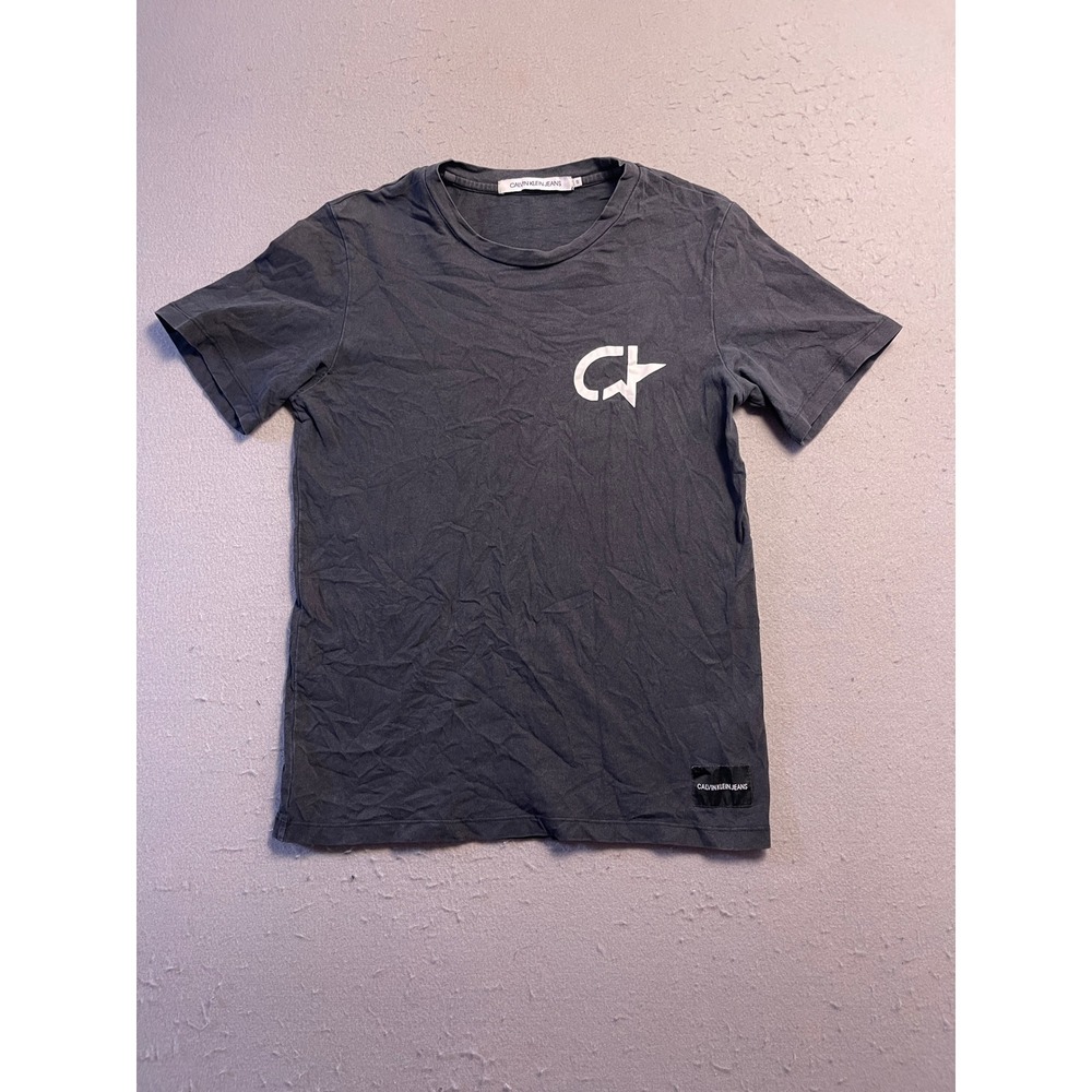 Calvin Klein Jeans T-Shirt Cotton Gray Graphic Small Mens